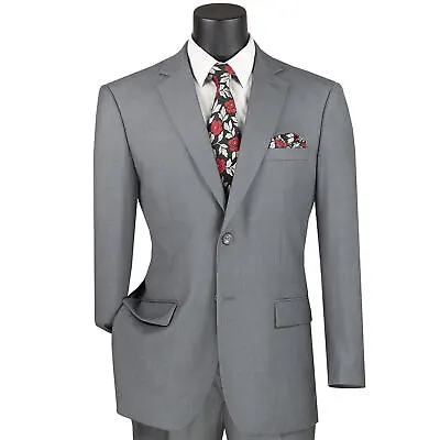 VINCI Men's Gray 2-Button Suit W/ Adjustable Waistband Reg-Fit - NEW • $115