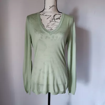 NWoT Malo Made In Italy 100% Cashmere Sweater Pullover V-Neck Green Women's 46 • $99.98