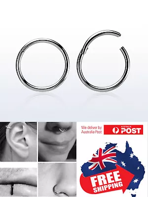 316L 20g 0.8mm Thin Hinged Segment Clicker Hoop Ring Lip Ear Nose Piercing 1pc • $6.95