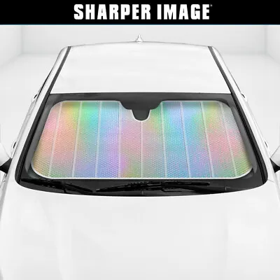 Sharper Image Car Windshield Sunshade Visor Foil Holographic Rainbow Chrome • $19.50