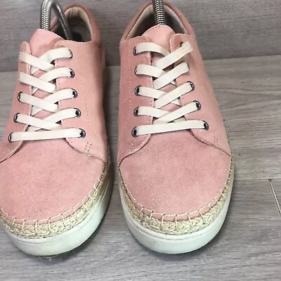 M&S FootGlove Pink Suede Flat Lace Up Shoes Size Uk6 Wider Fit • £12