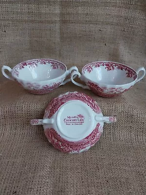 Myotts Pottery Country Life Soup Bowls X3 • £10