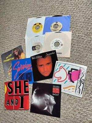 Rare 7  Lot Soul N.Soul Funk Disco 45's & MANY POP NEW WAVE ROCK Picture Sleeves • $2.25