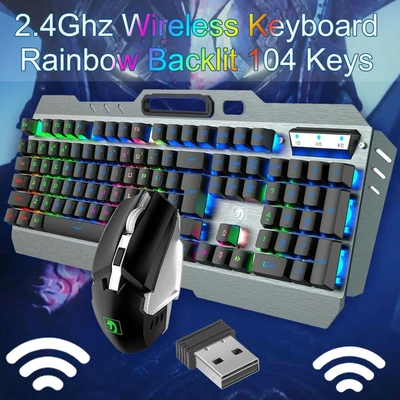 $17.20 • Buy Rechargeable Gaming Keyboard And Mouse,Mechancial Feel LED Backlit USB Wirleless