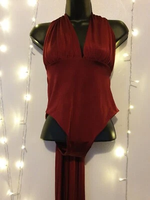 £0.99 • Buy Beauty Angel Bodysuit Small Halter Neck Glamorous Red Long Tie Holiday Occasion 