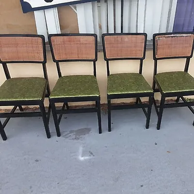 4 Mid-century Modern Folding Chairs Dining Coronet Wonderfold Norquist Green  • $275