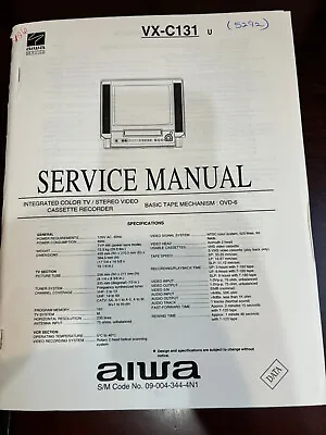 AIWA VX-C131 VXC131U TV/VCR Repair Service Manual 126 1012 USA **ORIGINAL** • $28.99
