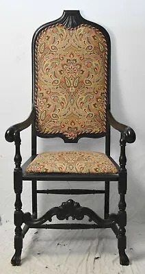 Michigan Chair Company William And Mary Style Ebonized Arm Chair • $699