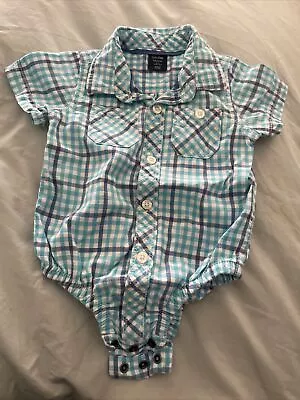 Baby Gap Long Sleeve Check Shirt Bodysuit Newborn Age 0-3 Months • £0.99