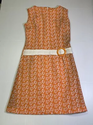 1960s Kenny Classics - Women's Dress (Orange / White Pattern) - Size 10 • £38.61