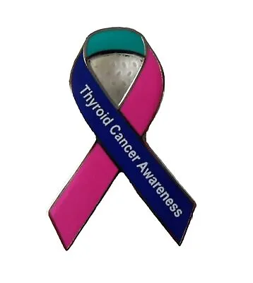 ***NEW***  Thyroid Cancer Awareness Ribbon Enamel Badge / Brooch. Charity. • £3.99