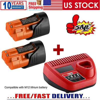 Battery&Charger NEW For Aeboren M12 LITHIUM ION XC Extended Capacity 48-11-2460 • $15.92