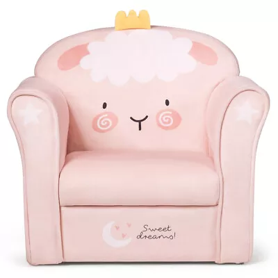 Kids Lamb Sofa Children Armrest Couch Upholstered Chair Toddler Furniture Gift • $69.98