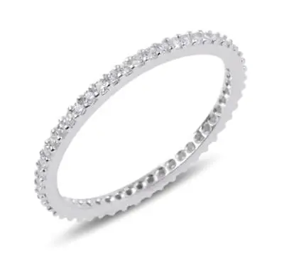 .30 TCW Thin Round Cut CZ Stackable Eternity Wedding Band Ring 925 Silver SZ 5.5 • $14.40