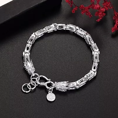 925 Sterling Silver Elegant Unique Dragon Bracelet Vintage Trendy Retro Bangle • $7.92