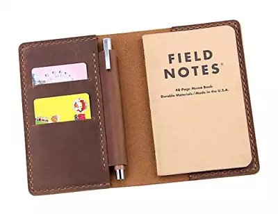 $28.12 • Buy Leather Notebook Cover For Field Notes, Handmade Journal Cover For Moleskine Pen