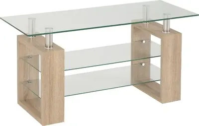 Milan TV Unit In Sonoma Oak Effect Veneer Clear Glass • £99.99