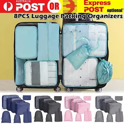 $22.49 • Buy 8PCS Storage Bag Travel Packing Cubes Pouches Luggage Organizer Clothes Suitcase