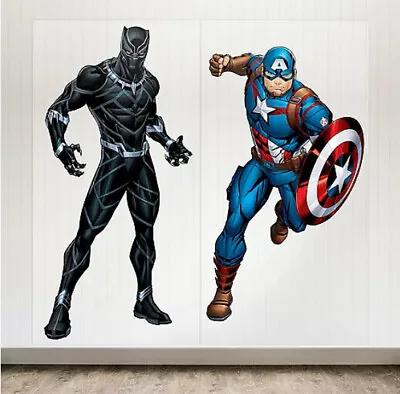 MARVEL POWERS Captain America Black Panther Scene Setter BIRTHDAY Party BACKDROP • $11.99