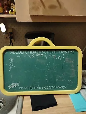 Vintage SESAME STREET Chalkboard Yellow Plastic Frame With Handle  • $25