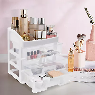 4 Tier Cosmetic Organizer Tabletop Makeup Display Lipsticks Storage W/ 3 Drawers • £8.08