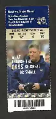 $9 • Buy NOTRE DAME Vs NAVY FOOTBALL TICKET STUB  November 3, 2007