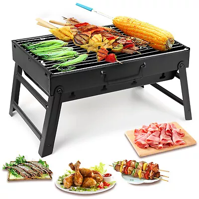 Large Foldable Camping BBQ Barbecue Charcoal Grill Stove Kabob Stainless Steel • $24.99