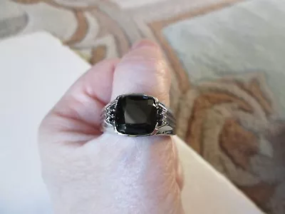 Mens Thai Black Spinel Stainless Steel Ring (Size 13) TGW 7.37 Cts. • $28.99