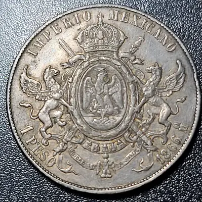 1866 Mo Mexico 1 Peso Silver Coin • $449