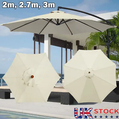 Replacement Fabric 2m 2.7m 3m Garden Patio Parasol Canopy Cover 6 Arm / 8 Arm UK • £9.99