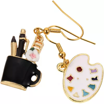  Palette Earrings Alloy Student Decorative Tray Silver Paint Colorful • £4.69