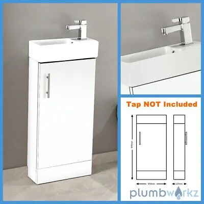 400mm Floor Standing Bathroom Vanity Unit – Compact Ensuite Cloakroom Basin • £93