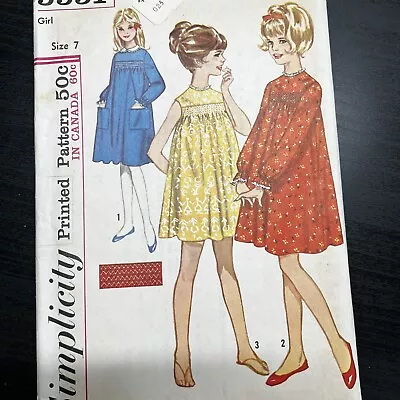 Vintage 1960s Simplicity 5551 Girls Dress Smocking Transfer Sewing Pattern 7 CUT • $6