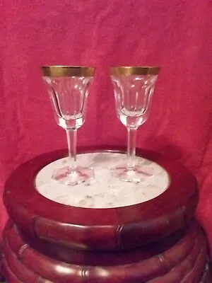 Moser Adela Melikoff  Art Deco 2 Goblet Glass With 24KT Gold Rim Gold Encrusted • $45