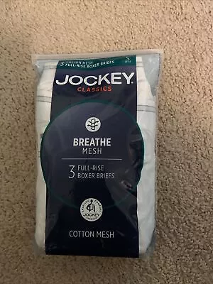 Jockey Breathe Mesh Mens Full Rise Boxer Briefs 3 Pack  Small 28-30  New  WHITE • $22.95