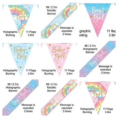 Boy Or Girl Bunting Or Banner Baby Shower Gender Reveal Banner Party Pink Blue • £2.50