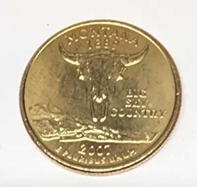 USA 25 Cents Quarter Dollar Montana 2007 P GOLD PLATTED Coin Philadelphia MT • $3.50
