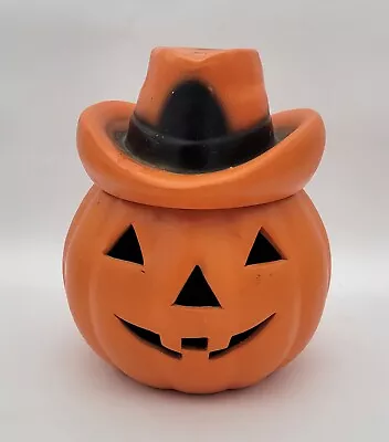 Vintage Ceramic Jack O Lantern  Pumpkin W/ Cowboy Hat Halloween  • $48