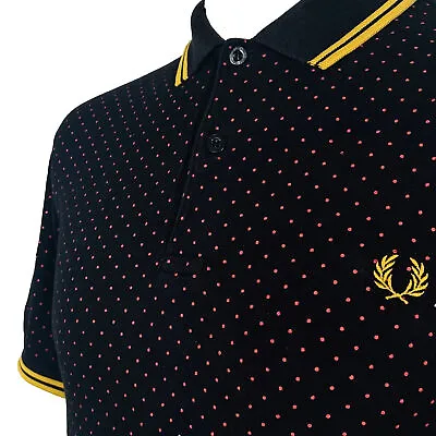 £0.99 • Buy Fred Perry Polka Dot Tipped Polo - Black - Size L - Ska Mod 60s Casuals Scooter