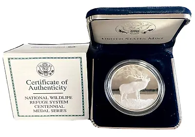 2003 P U.S. Mint National Wildlife Refuge System ELK Silver Proof Medal Box COA • $59.95