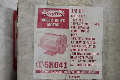 $99.95 • Buy Dayton Auger Drive Motor - 1/8HP - 115/230V - 1725RPM NEMA 56YZ FRAME - 5K041