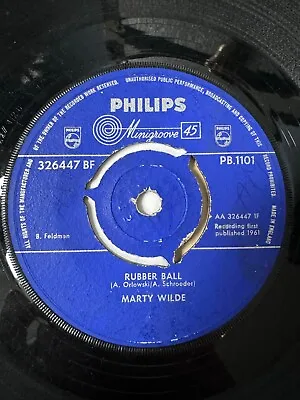 MARTY WILDE - Rubber Ball - 7  VINYL -gen/vg • £1.50