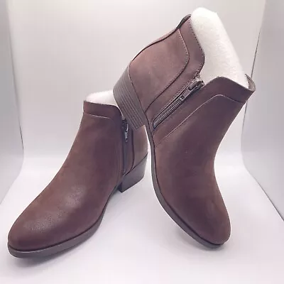 Mia Women’s Kendis Bootie Brown - Size 6 Leather Double-Side Zip Ankle Boot NEW • $37.49