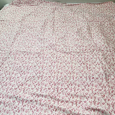 Queen Flat Sheet Red Floral Tiny Roses Cotton Modern Traditional Shabby Boho • $12