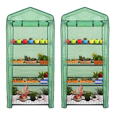 2PCS Mini Greenhouse Hot Garden House Plant Flower Green House W/PE Cover 4-Tier • $65.58