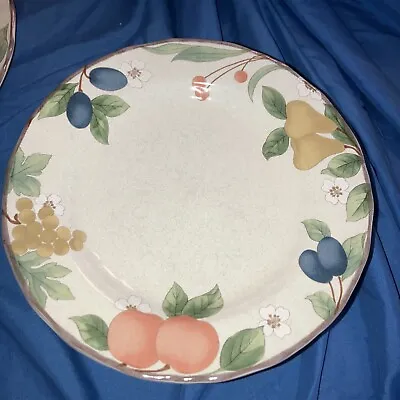 4 Mikasa Country Classics Fruit Panorama 8 3/8 In Salad Plates Pear Peach Grapes • $30.99