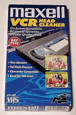 New Maxell VCR Head Cleaner  Camcorder Compatible VHS VP-100 Dry Tape In Box • $7.49