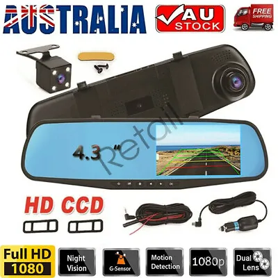 $29.35 • Buy 1080P Rear View Dash Camera Car Cam Reversing Mirror Front And Rear DVR Recorder