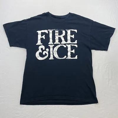 Vintage Fire & Ice T Shirt Adult Large Black Faded Double Sided Triple B Records • $19.20