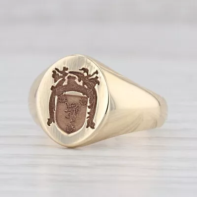 Reynolds Family Crest Signet Ring 14k Yellow Gold Wax Seal Coat Of Arms • £642.79